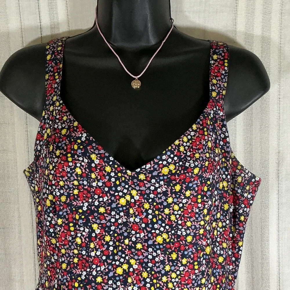 J.Crew Navy Floral Maxi Dress Size 8 Sleeveless Ruffle Hem Summer Vacation